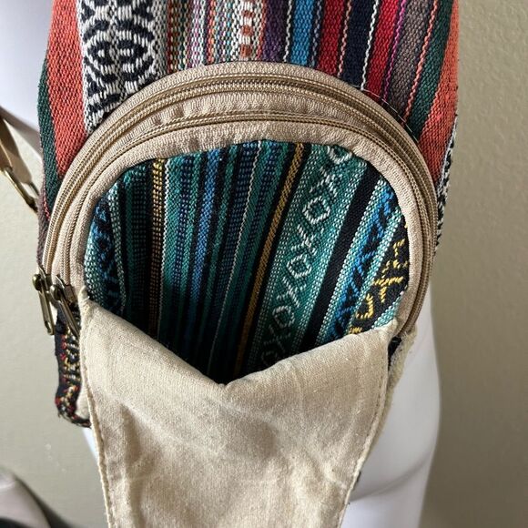 Natural Hemp Crossbody Mini sling back pack oatmeal - Picture 3 of 6